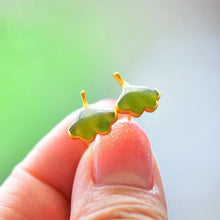 Load image into Gallery viewer, Lokaloca Natural Fine Jade Ginkgo Leaf Earrings
