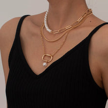 Load image into Gallery viewer, Designer Multilayer Baroque Pearl Beaded Chain Pendant Necklace
