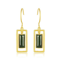 Load image into Gallery viewer, Lokaloca Unique and Creative Silver Inlaid Jade Jasper Earrings
