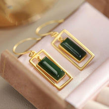 Load image into Gallery viewer, Lokaloca Unique and Creative Silver Inlaid Jade Jasper Earrings
