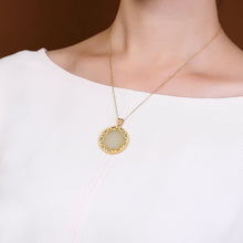 Load image into Gallery viewer, Unique Ancient Golden Craftsmanship Inlaid Natural Fine White Jade Round Pendant Necklace
