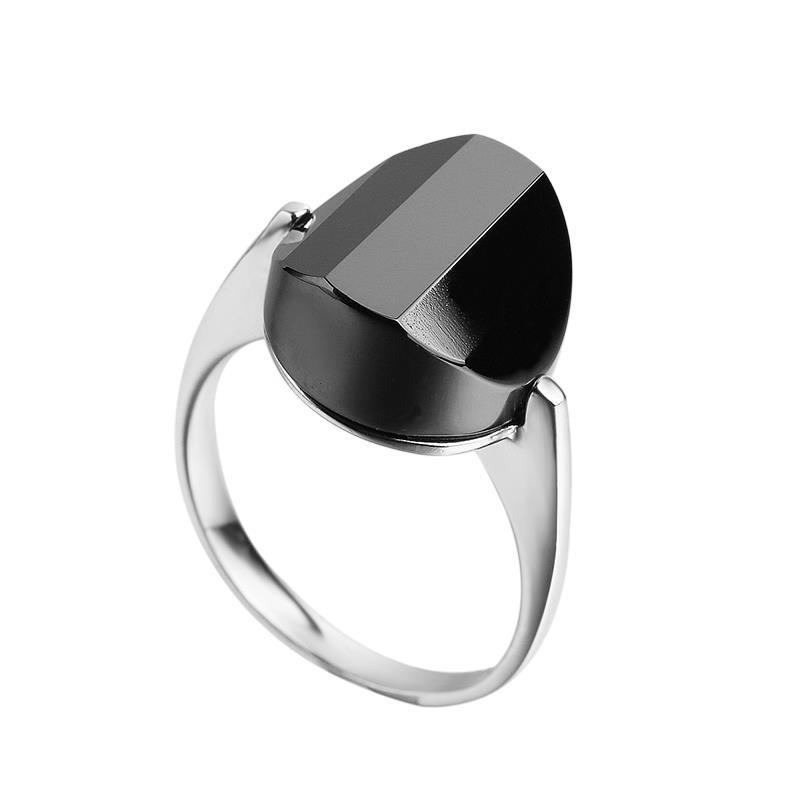 Unique Creative Original Black Agate Ring Fashion Exquisite Female Silver Jewelry