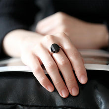 Load image into Gallery viewer, Unique Creative Original Black Agate Ring Fashion Exquisite Female Silver Jewelry
