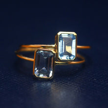 Load image into Gallery viewer, Unique Original Aquamarine Opening Adjustable Ring Exquisite Charm Luxury Ladies Jewelry
