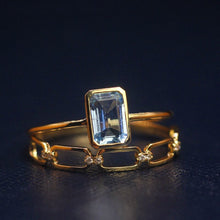 Load image into Gallery viewer, Unique Original Aquamarine Opening Adjustable Ring Exquisite Charm Luxury Ladies Jewelry
