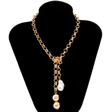 Load image into Gallery viewer, Sunshine Vintage Cuban Link Chain Baroque Pearl Tassel Pendant Choker Necklace
