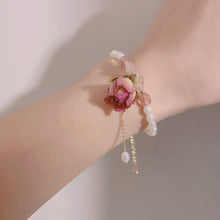 Load image into Gallery viewer, 2Pcs/Set Handmade Eternal Rose Flower Natural Pearl Beaded Bracelet &amp; Earrings Set
