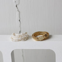 Load image into Gallery viewer, Limerence 18K Gold Plated Multilayer Natural Pearl Beaded Ring
