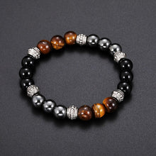 Load image into Gallery viewer, Natural Obsidian Hematite Tiger Eye Beaded Charm Bracelet Magnetic Chakra Healing Jewelry
