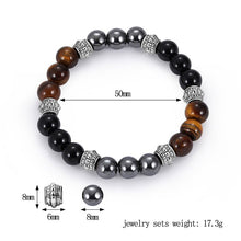 Load image into Gallery viewer, Natural Obsidian Hematite Tiger Eye Beaded Charm Bracelet Magnetic Chakra Healing Jewelry
