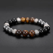 Load image into Gallery viewer, Natural Obsidian Hematite Tiger Eye Beaded Charm Bracelet Magnetic Chakra Healing Jewelry
