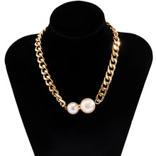 Load image into Gallery viewer, Vintage Cuban Link Chain Gothic Pearl Charm Choker Necklace
