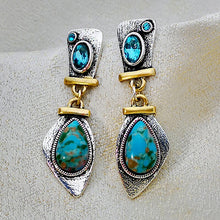 Load image into Gallery viewer, Tibetan Style Turquoises Silver Earrings
