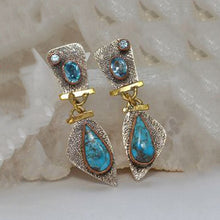 Load image into Gallery viewer, Tibetan Style Turquoises Silver Earrings
