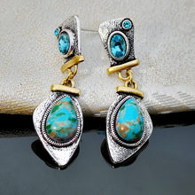 Load image into Gallery viewer, Tibetan Style Turquoises Silver Earrings
