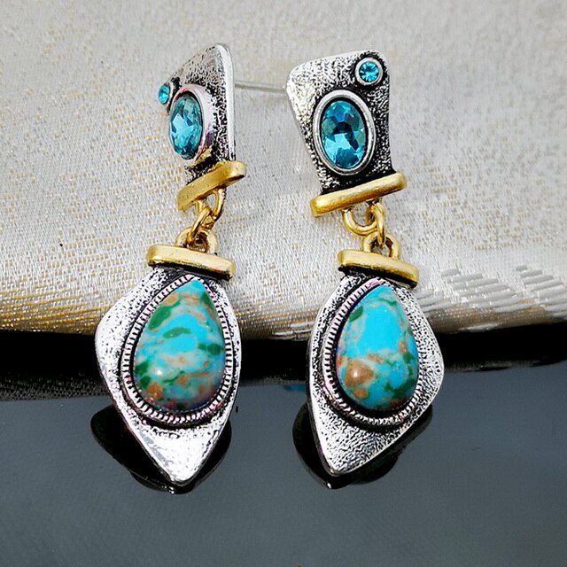 Tibetan Style Turquoises Silver Earrings