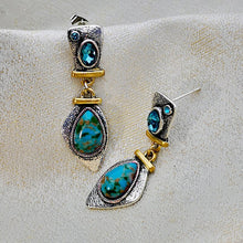 Load image into Gallery viewer, Tibetan Style Turquoises Silver Earrings
