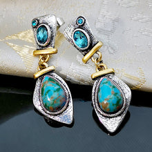 Load image into Gallery viewer, Tibetan Style Turquoises Silver Earrings
