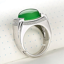 Load image into Gallery viewer, Lokaloca Natural Green Chalcedony Jade Jewelry Ring for Men
