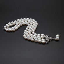 Load image into Gallery viewer, Double Strands Natural Gray Freshwater Pearl Beaded Pendant Necklace for Ladies
