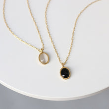 Load image into Gallery viewer, Natural Black Agate Oval Retro Pendant Necklace Clavicle Chain Titanium Steel Plated with 18K Gold
