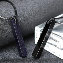 Load image into Gallery viewer, Handcrafted Black Obsidian Cuboid Crystal Pendant Power Healing Chakra Reiki Rope Chain Necklace
