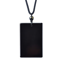 Load image into Gallery viewer, Handcrafted Natural Black Obsidian Rectangle Pendant Necklace
