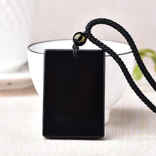 Load image into Gallery viewer, Handcrafted Natural Black Obsidian Rectangle Pendant Necklace
