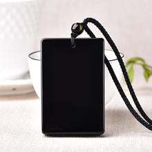 Load image into Gallery viewer, Handcrafted Natural Black Obsidian Rectangle Pendant Necklace
