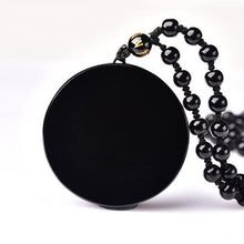 Load image into Gallery viewer, Handcrafted Natural Black Obsidian Round Pendant Necklace
