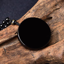 Load image into Gallery viewer, Handcrafted Natural Black Obsidian Round Pendant Necklace
