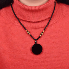 Load image into Gallery viewer, Handcrafted Natural Black Obsidian Round Pendant Necklace
