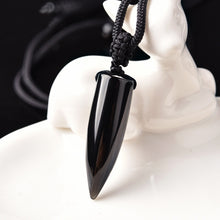 Load image into Gallery viewer, Handcrafted Natural Black Obsidian Pendant Power Healing Chakra Reiki Crystal Necklace
