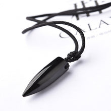 Load image into Gallery viewer, Handcrafted Natural Black Obsidian Pendant Power Healing Chakra Reiki Crystal Necklace
