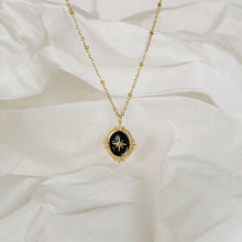 Load image into Gallery viewer, Italian Lolita Golden Black Oval Pendant Necklace Clavicle Chain Titanium Steel 18K Gold Plated
