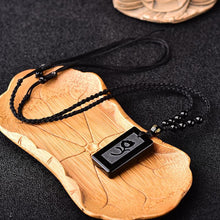 Load image into Gallery viewer, Handcrafted Natural Black Obsidian Pendant Necklace with Rose Relief
