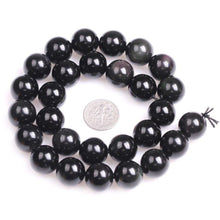 Load image into Gallery viewer, Natural Black Obsidian 4-14mm Round Beads Strand for DIY Jewelry Making
