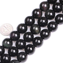 Load image into Gallery viewer, Natural Black Obsidian 4-14mm Round Beads Strand for DIY Jewelry Making
