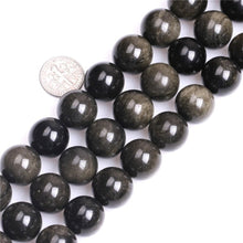 Load image into Gallery viewer, Natural Golden Obsidian 4-12mm Round Beads Strand for DIY Jewelry Making
