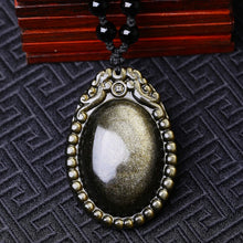 Load image into Gallery viewer, Handcrafted Natural Golden Obsidian Magic Mirror Lucky Pendants Necklace
