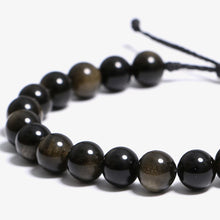 Load image into Gallery viewer, Minimalist Natural Golden Obsidian Beaded Bracelet
