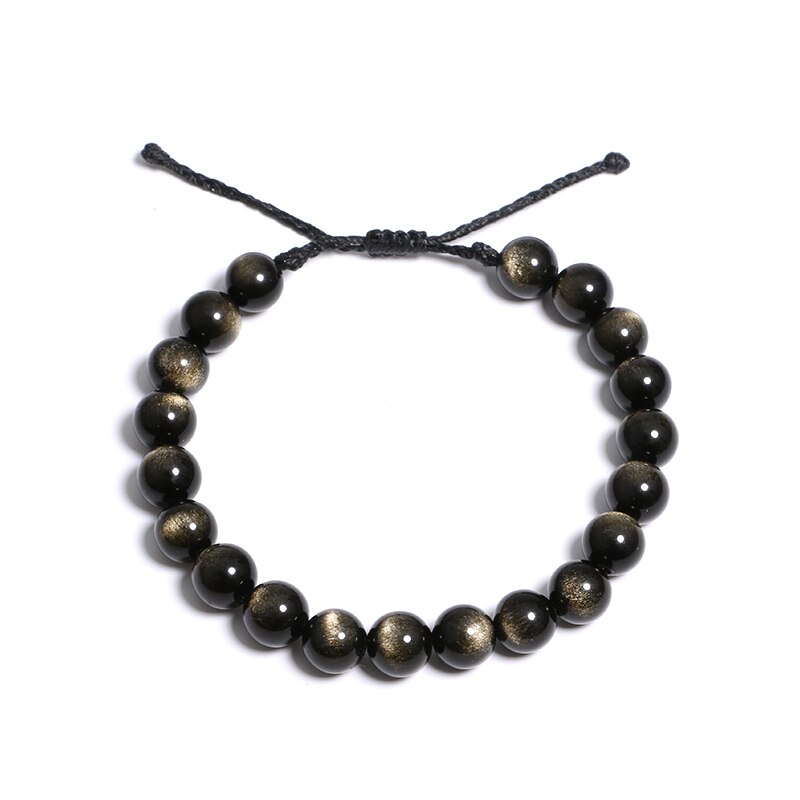 Minimalist Natural Golden Obsidian Beaded Bracelet