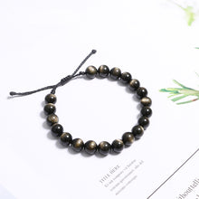 Load image into Gallery viewer, Minimalist Natural Golden Obsidian Beaded Bracelet
