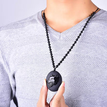 Load image into Gallery viewer, Handcrafted Natural Obsidian Wolf Totem Pendant Necklace
