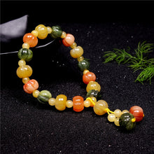 Load image into Gallery viewer, Handcrafted Natural Yellow &amp; Green Jade Pumpkin Beaded Charm Bracelet
