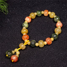 Load image into Gallery viewer, Handcrafted Natural Yellow &amp; Green Jade Pumpkin Beaded Charm Bracelet
