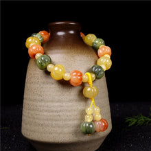 Load image into Gallery viewer, Handcrafted Natural Yellow &amp; Green Jade Pumpkin Beaded Charm Bracelet
