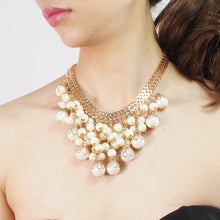 Load image into Gallery viewer, Handmade Luxury Pearl Cluster Pendant Statement Necklace
