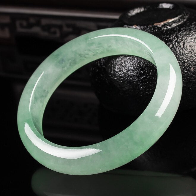 Lokaloca Natural Light Green Jadeite Bracelet Bangle