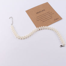 Load image into Gallery viewer, Handmade Woven White Pearl Beaded Pendant Necklace for Ladies
